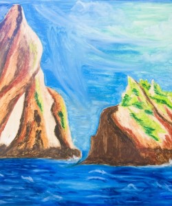 Sentinels Afloat Oil Pastel by Sonia Rumzi